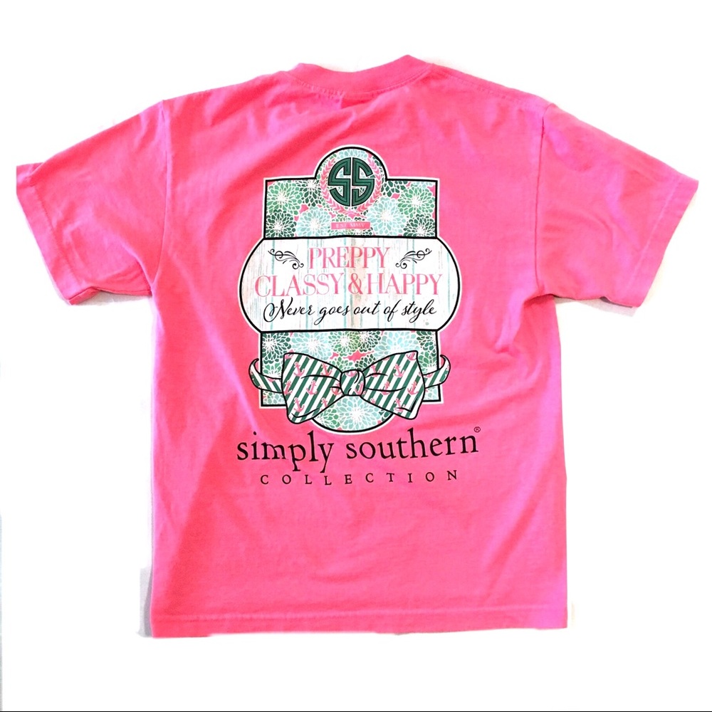 SIMPLY SOUTHERN Preppy T-Shirt Bright Pink Size M